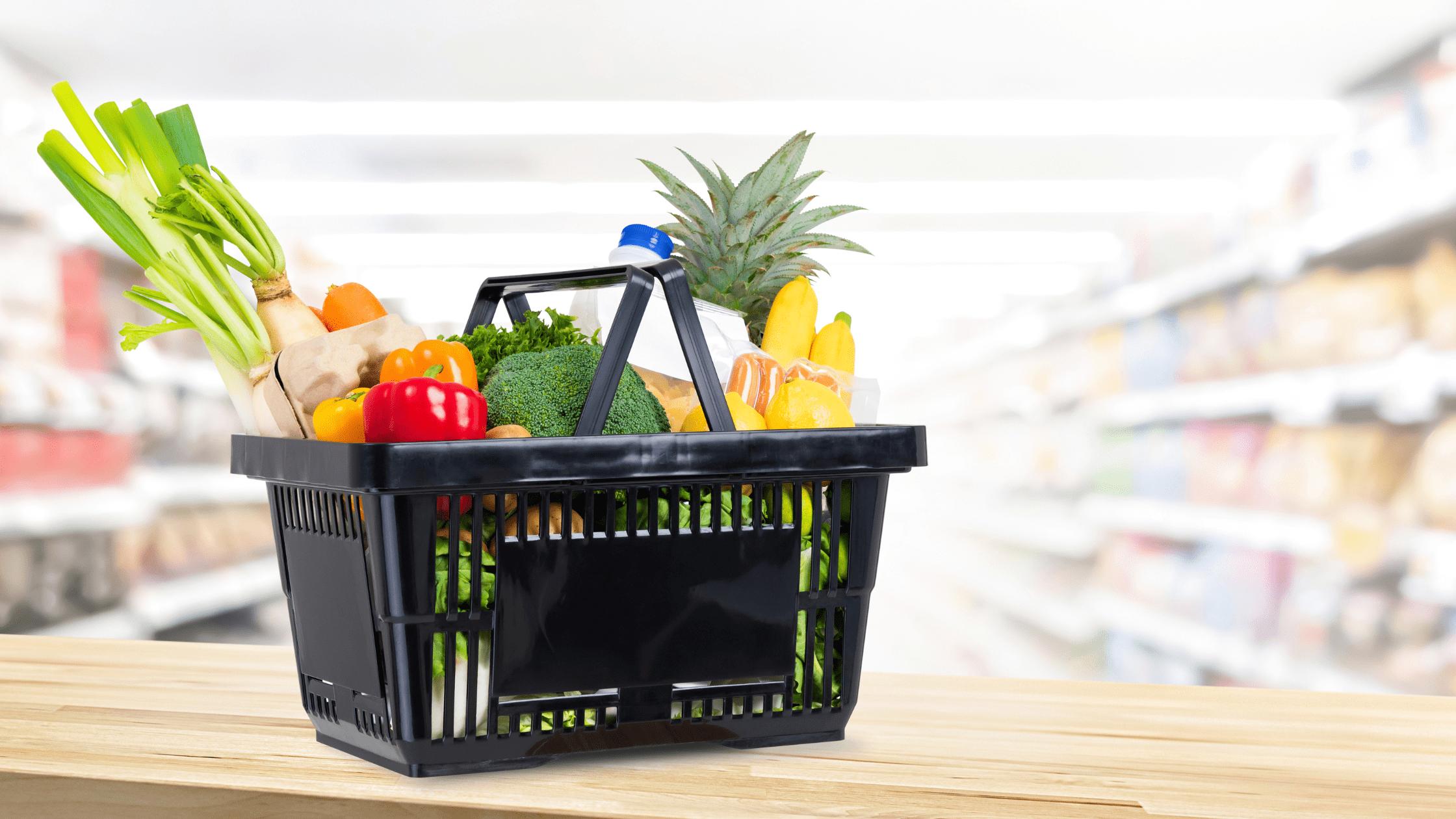 Shopping basket of food